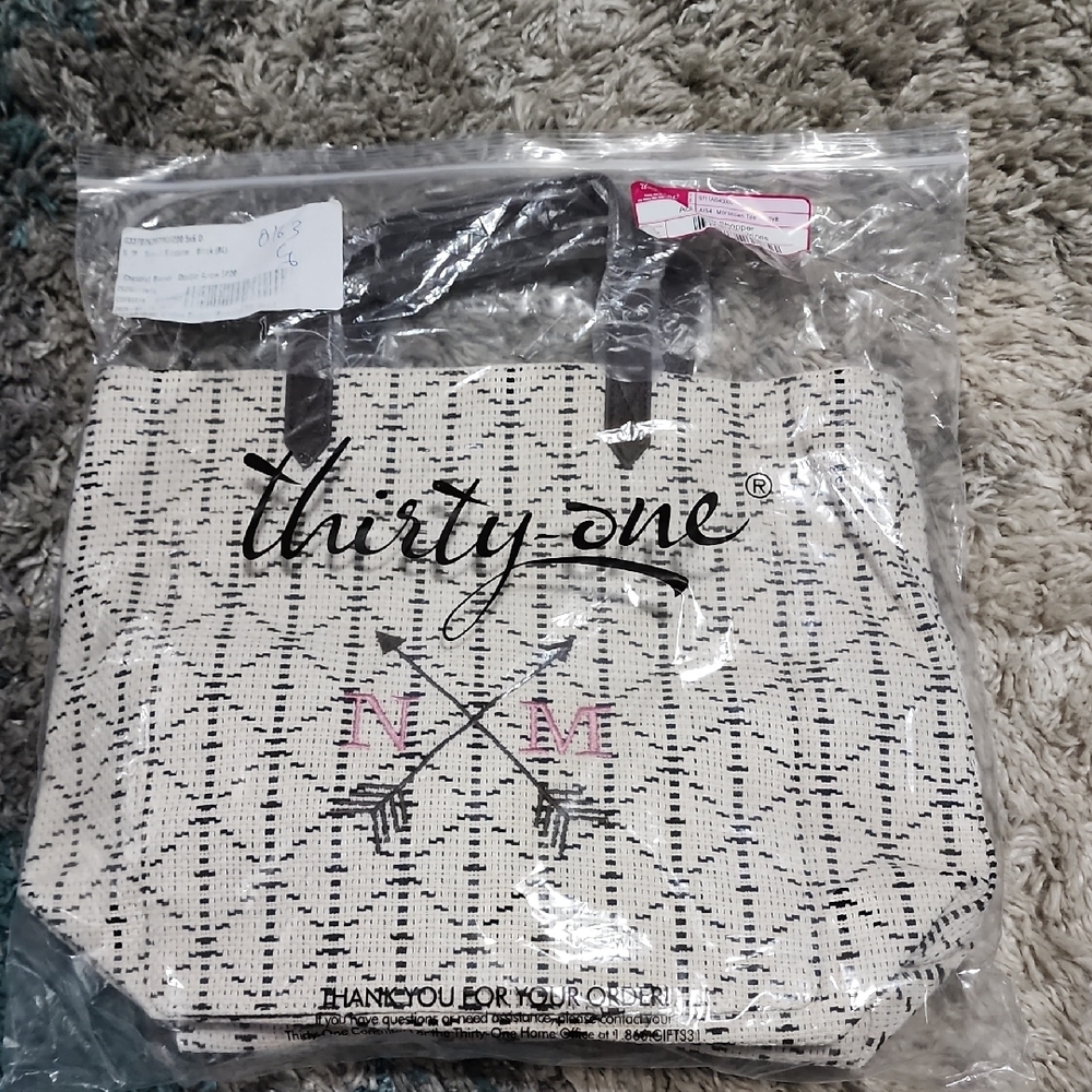 Thirty-One Brown and Beige Window Shopper Tote Bag